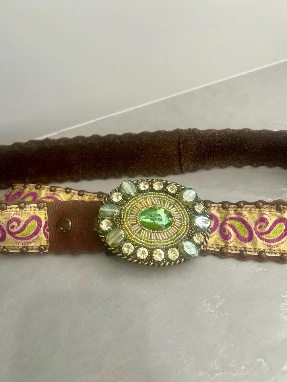 Leather Rock:  Embellished Genuine Leather Studded Belt-NO FLAWS